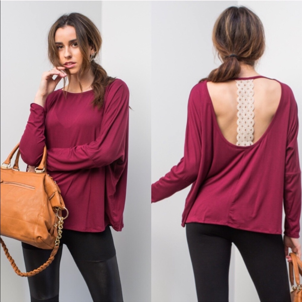 Burgundy Open back top!